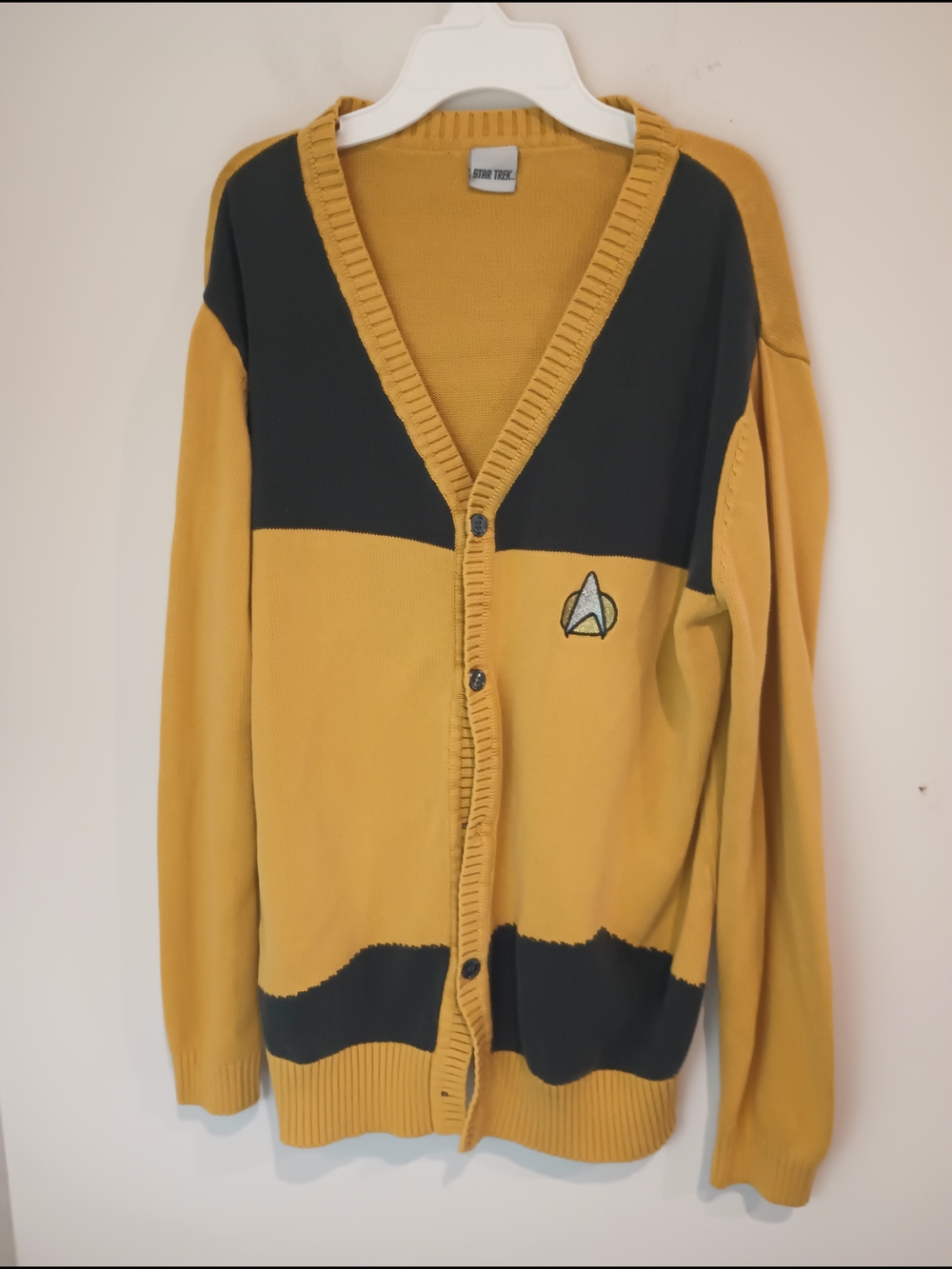 ​Star Trek Starfleet Operations Button Cardigan Sweater Gold XL Flawed / Read